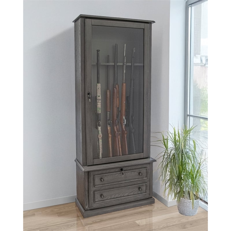 American Furniture Classics Model 860 Classic 12 Gun Cabinet Grey