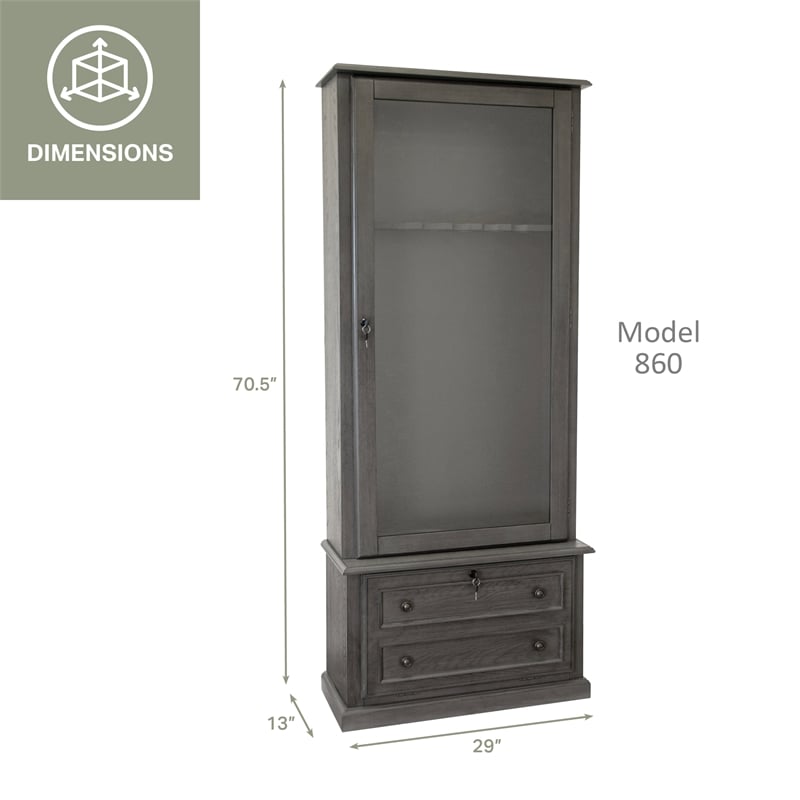 American Furniture Classics Model 860 Classic 12 Gun Cabinet Grey