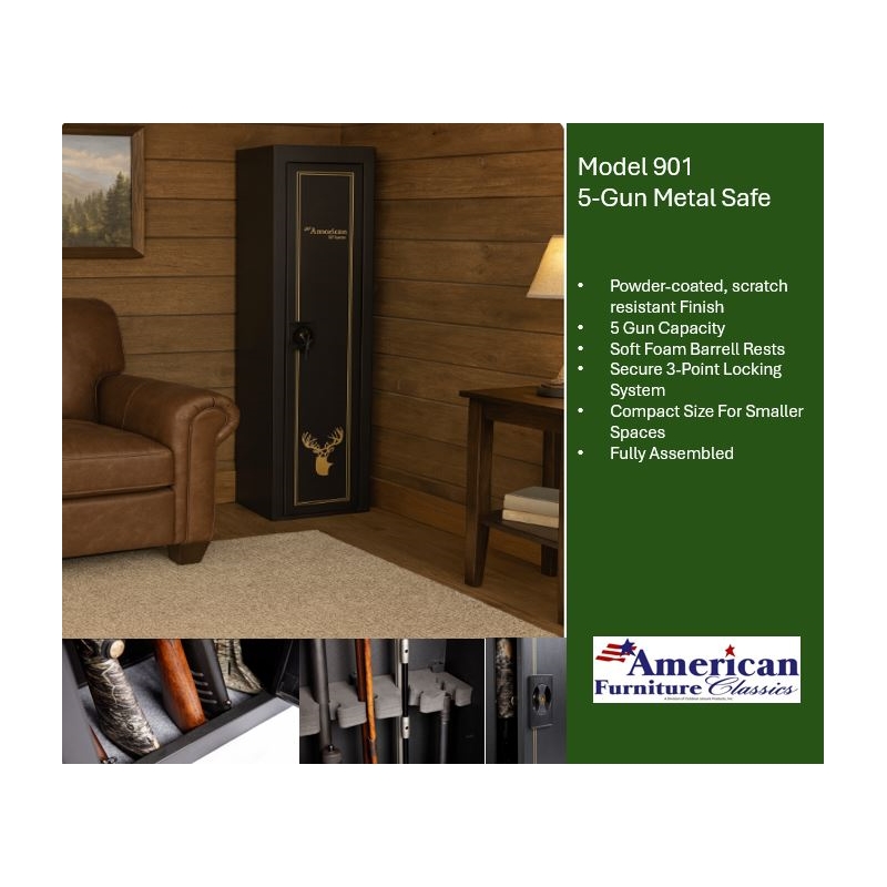 American Furniture Classics Model 901 5 Gun Metal Security Cabinet