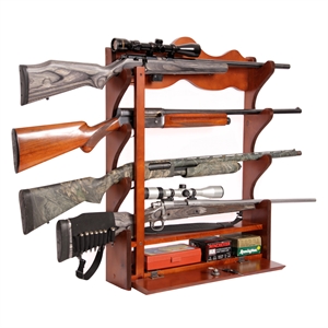 American Furniture Classics 4 Gun Wall Rack with locking storage compartment