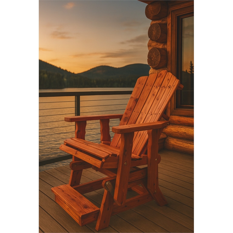 American Furniture Classics Natural Red Cedar Adirondack Balcony Height Glider