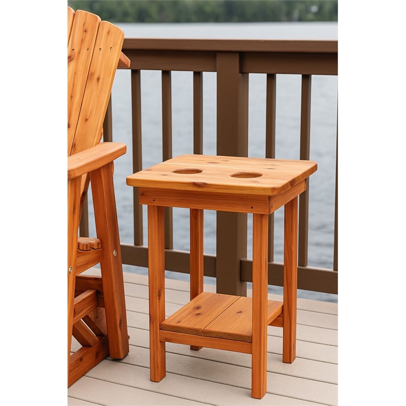 American Furniture Classics Natural Red Cedar Wood Balcony Height Side Table
