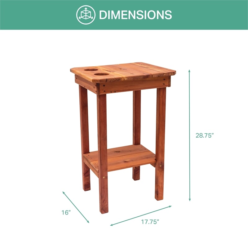 American Furniture Classics Natural Red Cedar Wood Balcony Height Side Table