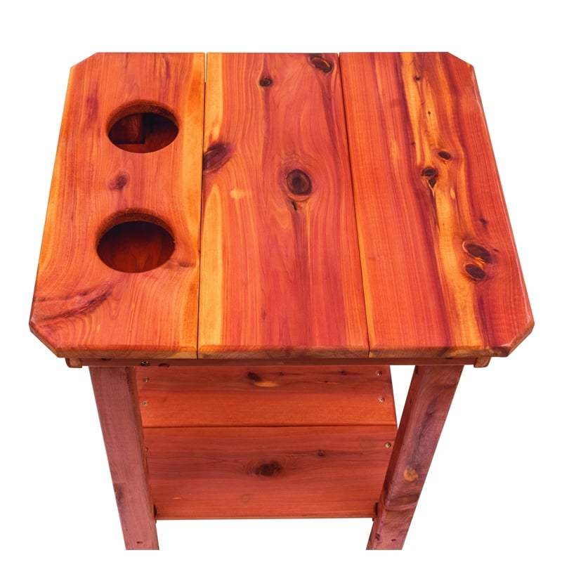 American Furniture Classics Natural Red Cedar Wood Balcony Height Side Table