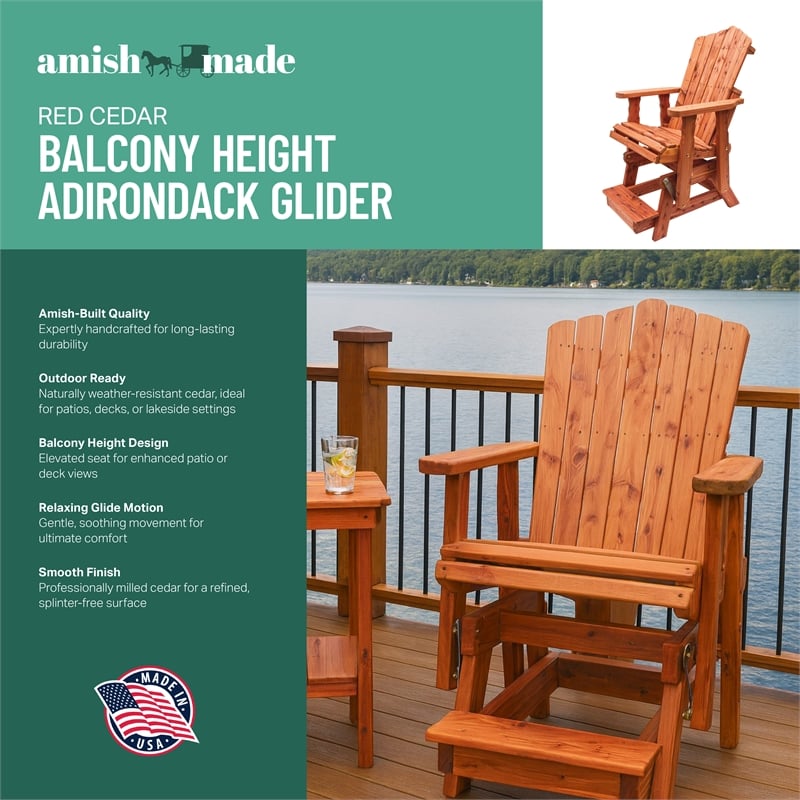 American Furniture Classics Natural Red Cedar Balcony Height Glider/Side Table