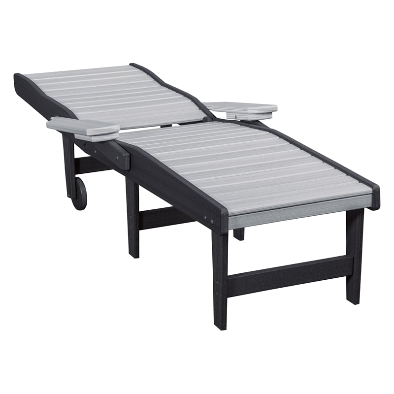 American Furniture Classics HDPE Outdoor Chaise Lounge Chair in Light Gray/Black