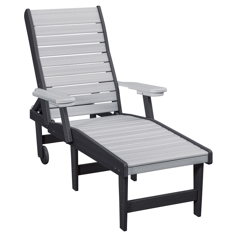American Furniture Classics HDPE Outdoor Chaise Lounge Chair in Light Gray/Black