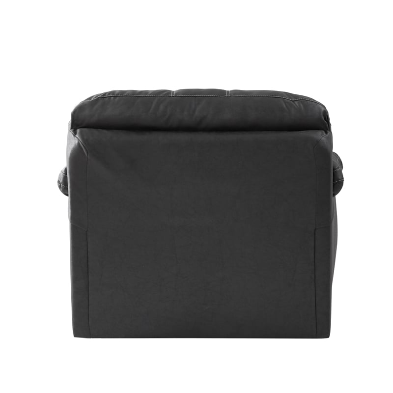 American Furniture Classics Black Vegan Leather Armchair with Matching Ottoman