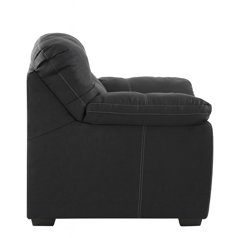 American Furniture Classics Black Vegan Leather Armchair with Matching Ottoman