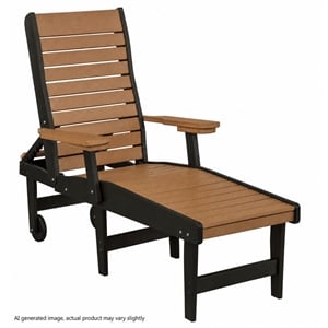 American Furniture Classics HDPE Outdoor Chaise Lounge Chair in Cedar and Black