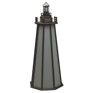 4 Ft High Density Polyethylene Outdoor Solar Lighthouse in Gray and Black