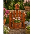 American Furniture Classics Small Solid Red Cedar Corner Planter with Birdhouse and Picket Fence