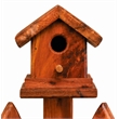 American Furniture Classics Small Solid Red Cedar Corner Planter with Birdhouse and Picket Fence