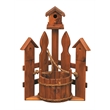 American Furniture Classics Small Solid Red Cedar Corner Planter with Birdhouse and Picket Fence