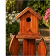 American Furniture Classics Large Solid Red Cedar Corner Planter with Birdhouse and Picket Fence