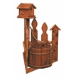 American Furniture Classics Large Solid Red Cedar Corner Planter with Birdhouse and Picket Fence