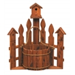 American Furniture Classics Large Solid Red Cedar Corner Planter with Birdhouse and Picket Fence