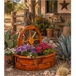 American Furniture Classics Rustic Farmhouse Solid Red Cedar Wagon Wheel Planter For Patio or Yard