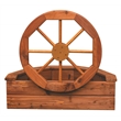 American Furniture Classics Rustic Farmhouse Solid Red Cedar Wagon Wheel Planter For Patio or Yard