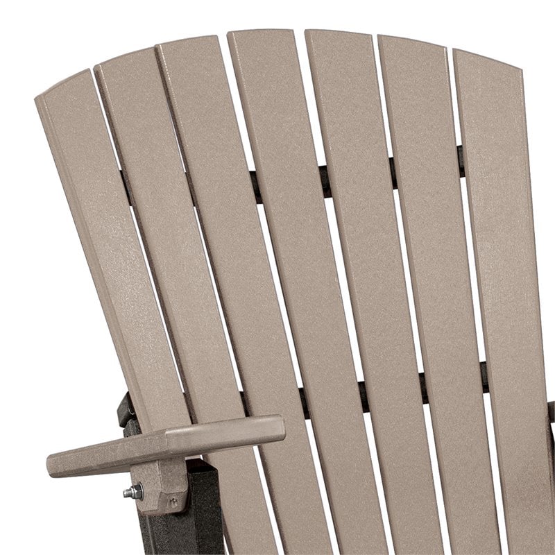 OS Home and Office Furniture Resin Folding Adirondack Chair in Weatherwood/Black