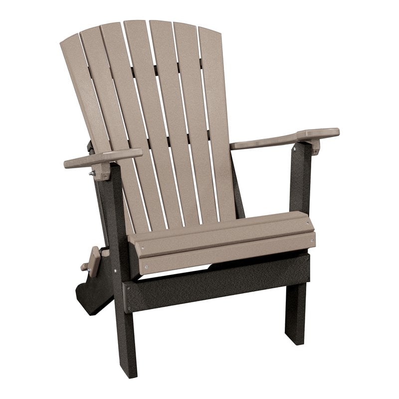 OS Home and Office Furniture Resin Folding Adirondack Chair in Weatherwood/Black