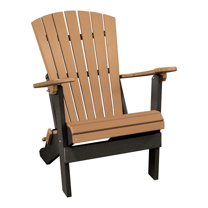 OS Home and Office Furniture Resin Folding Adirondack Chair in Cedar/Black