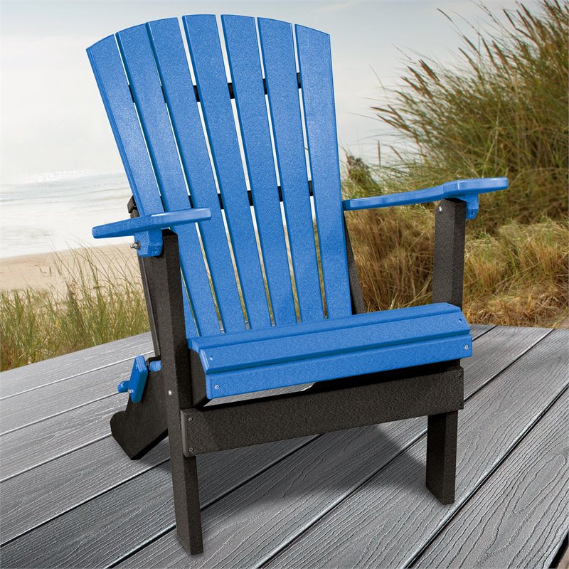 OS Home and Office Furniture Resin Folding Adirondack Chair in Blue/Black