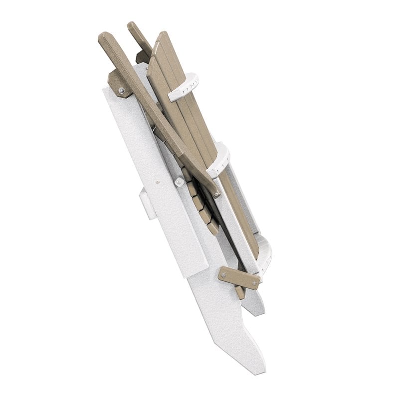 OS Home and Office Furniture Resin Folding Adirondack Chair in Weatherwood/White