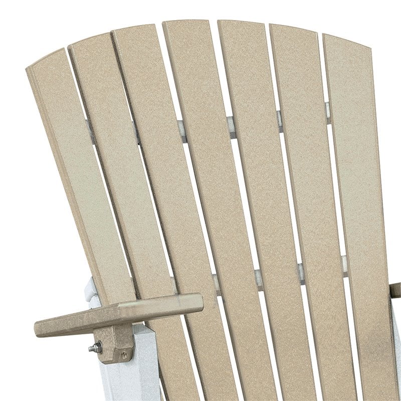 OS Home and Office Furniture Resin Folding Adirondack Chair in Weatherwood/White