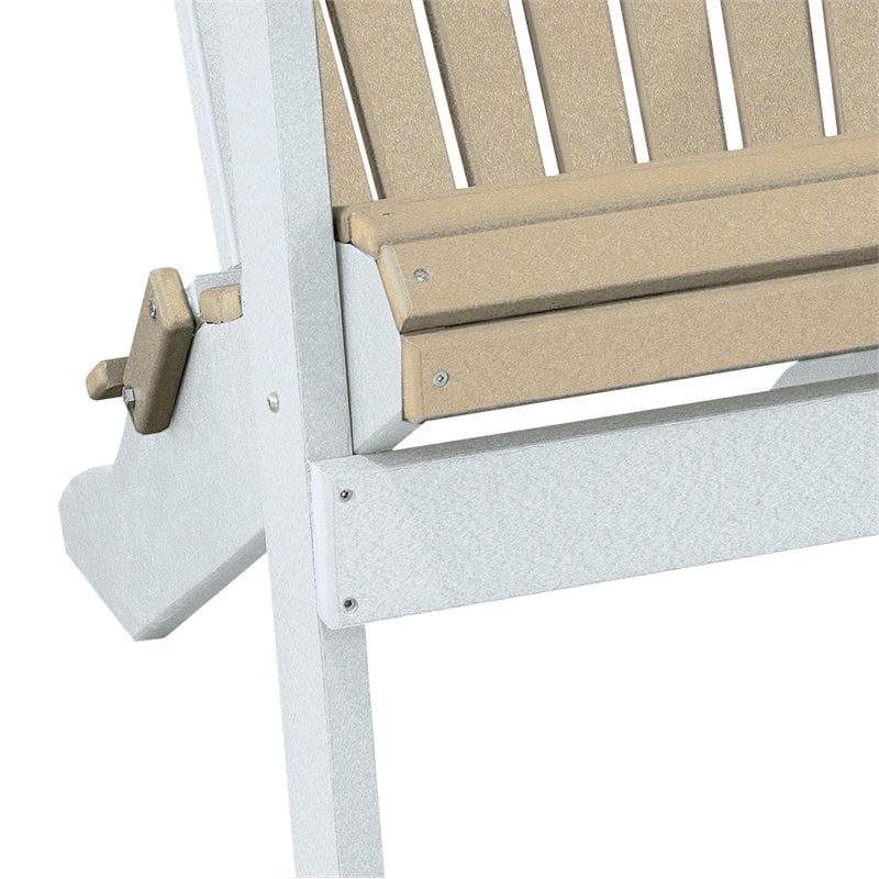 OS Home and Office Furniture Resin Folding Adirondack Chair in Weatherwood/White