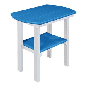 OS Home and Office Furniture 16&quot Oval Resin End Table in Blue and White