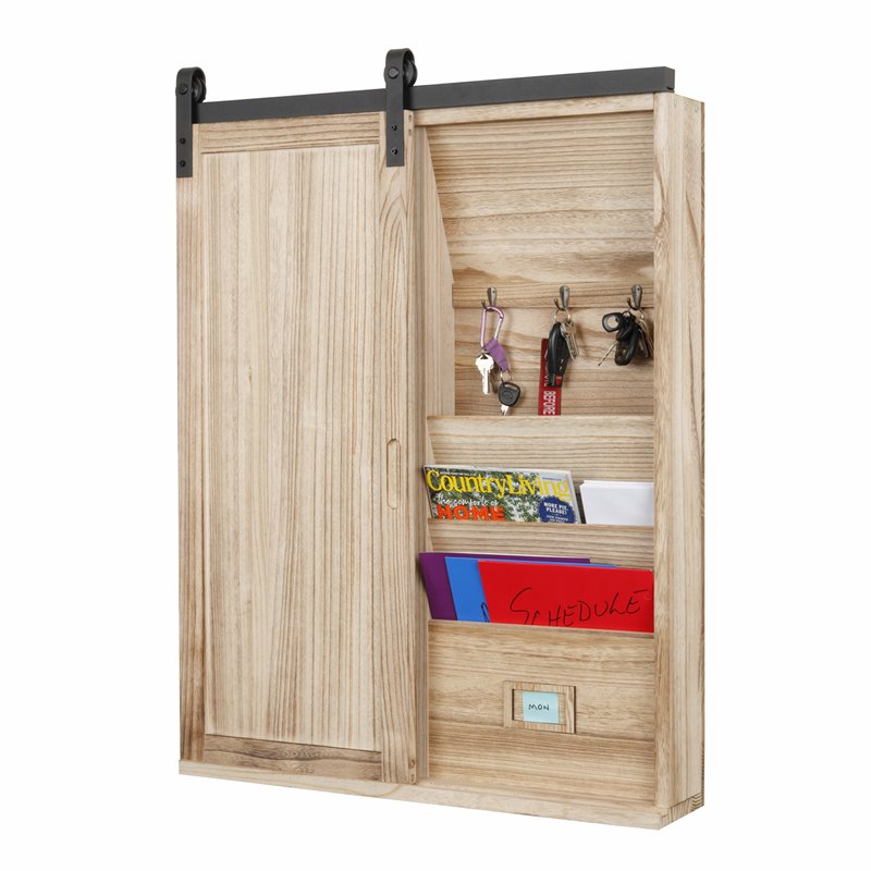 OS Home and Office Furniture Wood Wall Organizer in Distressed Natural
