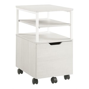 os home and office furniture 1-drawer wood mobile storage cart in white oak