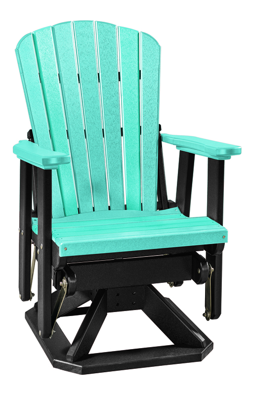 OS Home and Office Furniture Resin Fan Back Swivel Glider in Aruba Blue/Black