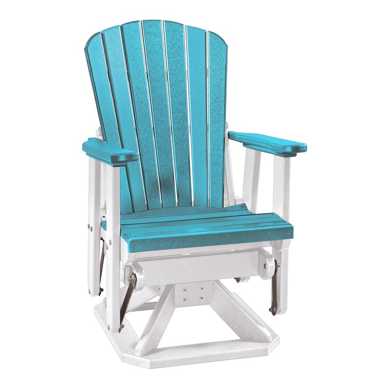 OS Home and Office Furniture Resin Fan Back Swivel Glider in Aruba Blue/White