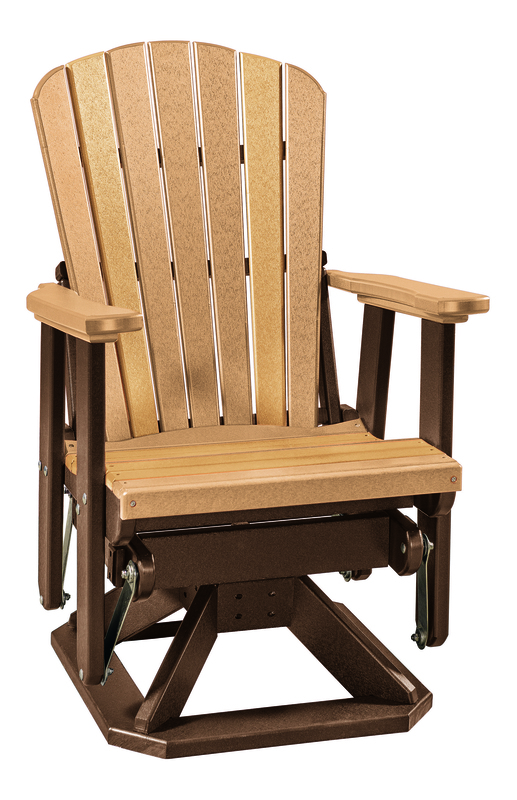 OS Home and Office Furniture Resin Fan Back Swivel Glider in Cedar/Tudor Brown