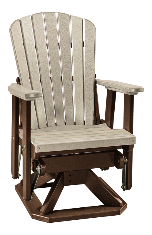 OS Home and Office Furniture Resin Fan Back Swivel Glider in Weatherwood/Brown