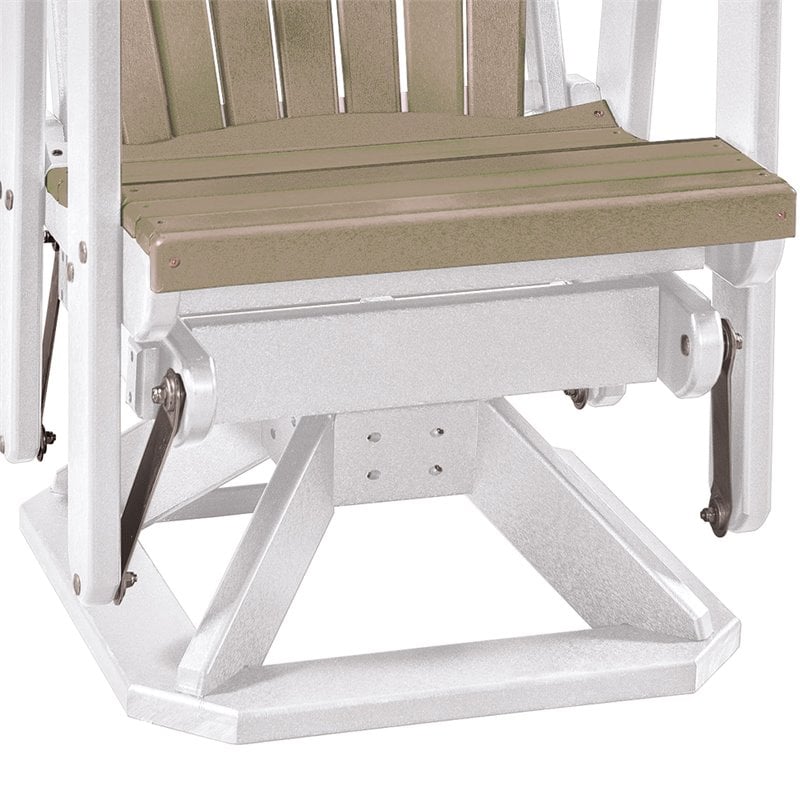 OS Home and Office Furniture Resin Fan Back Swivel Glider in Weatherwood/White