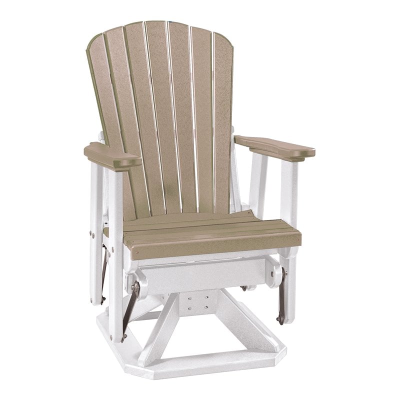 OS Home and Office Furniture Resin Fan Back Swivel Glider in Weatherwood/White