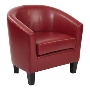 os home and office furniture transitional faux leather club chair in red