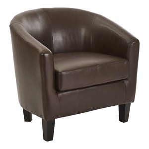 os home and office furniture transitional faux leather club chair in cocoa