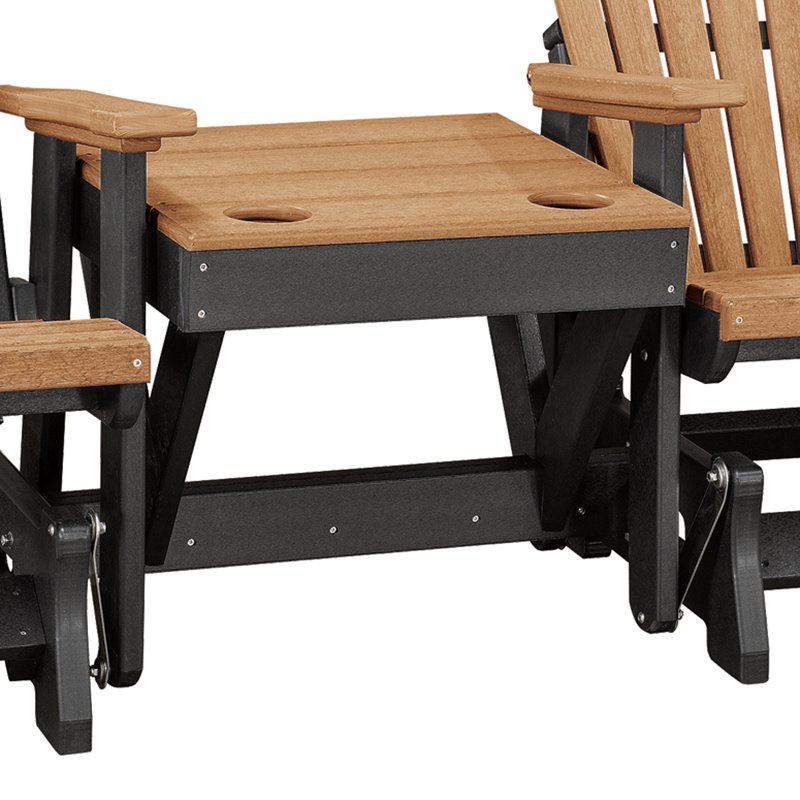 OS Home and Office Furniture Resin Double Glider w/Center Table in Cedar/Black