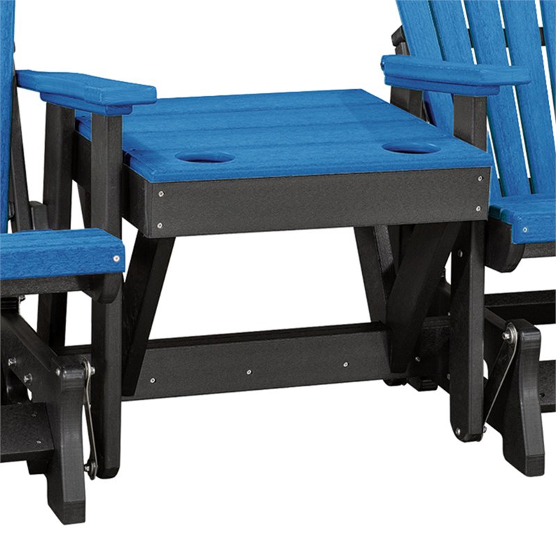 OS Home and Office Furniture Resin Double Glider w/Center Table in Blue/Black