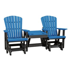 os home and office furniture resin double glider w/center table in blue/black