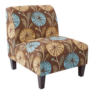 os home and office furniture fabric accent chair in dandelion aqua/brown