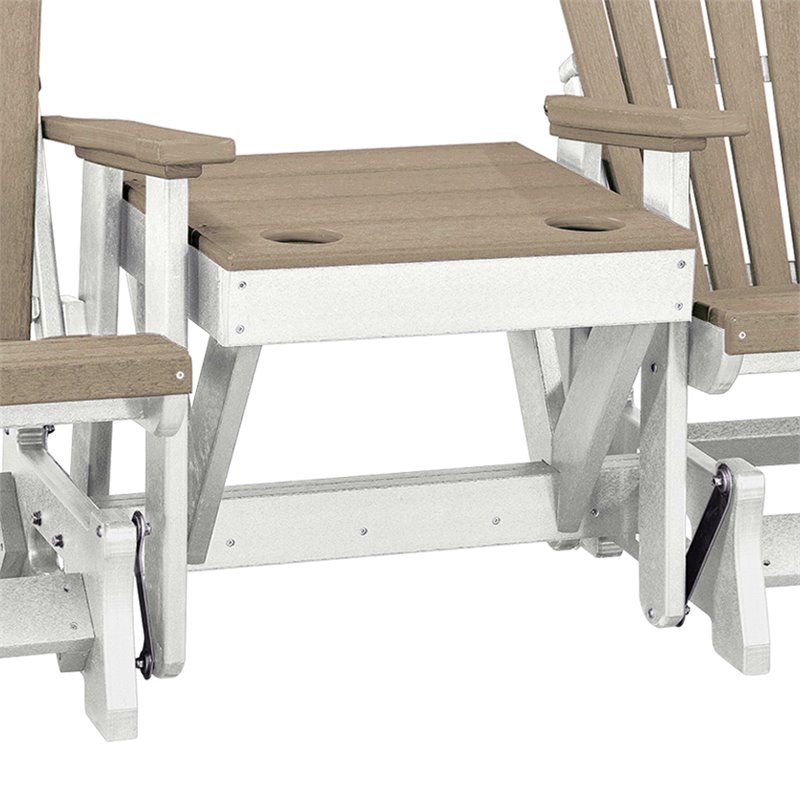 OS Home and Office Furniture Resin Double Glider w/Center Table in White