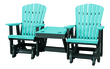 OS Home and Office Furniture Resin Double Glider w/Center Table in Black/Blue