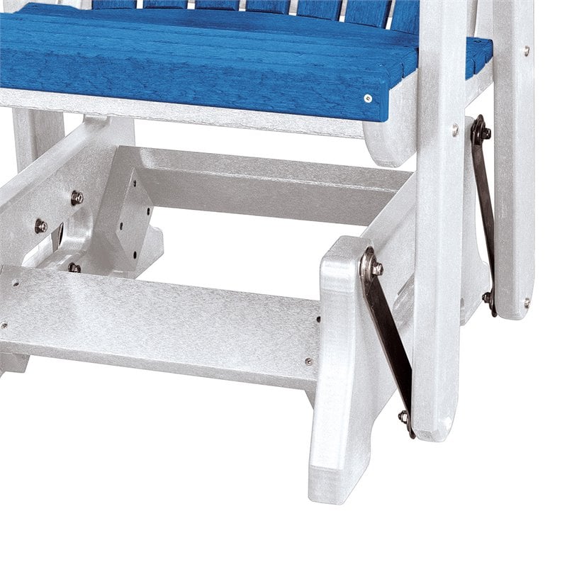 OS Home and Office Furniture Resin Double Glider w/Center Table in Blue/White