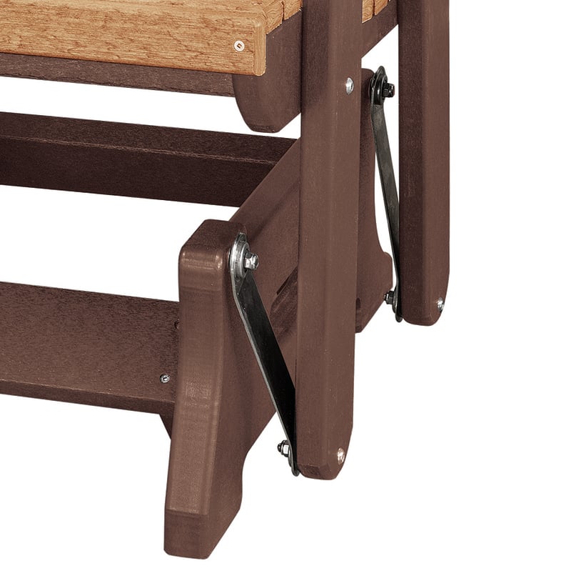 OS Home and Office Furniture Resin Double Glider w/Center Table in Cedar/Brown