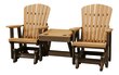 OS Home and Office Furniture Resin Double Glider w/Center Table in Cedar/Brown